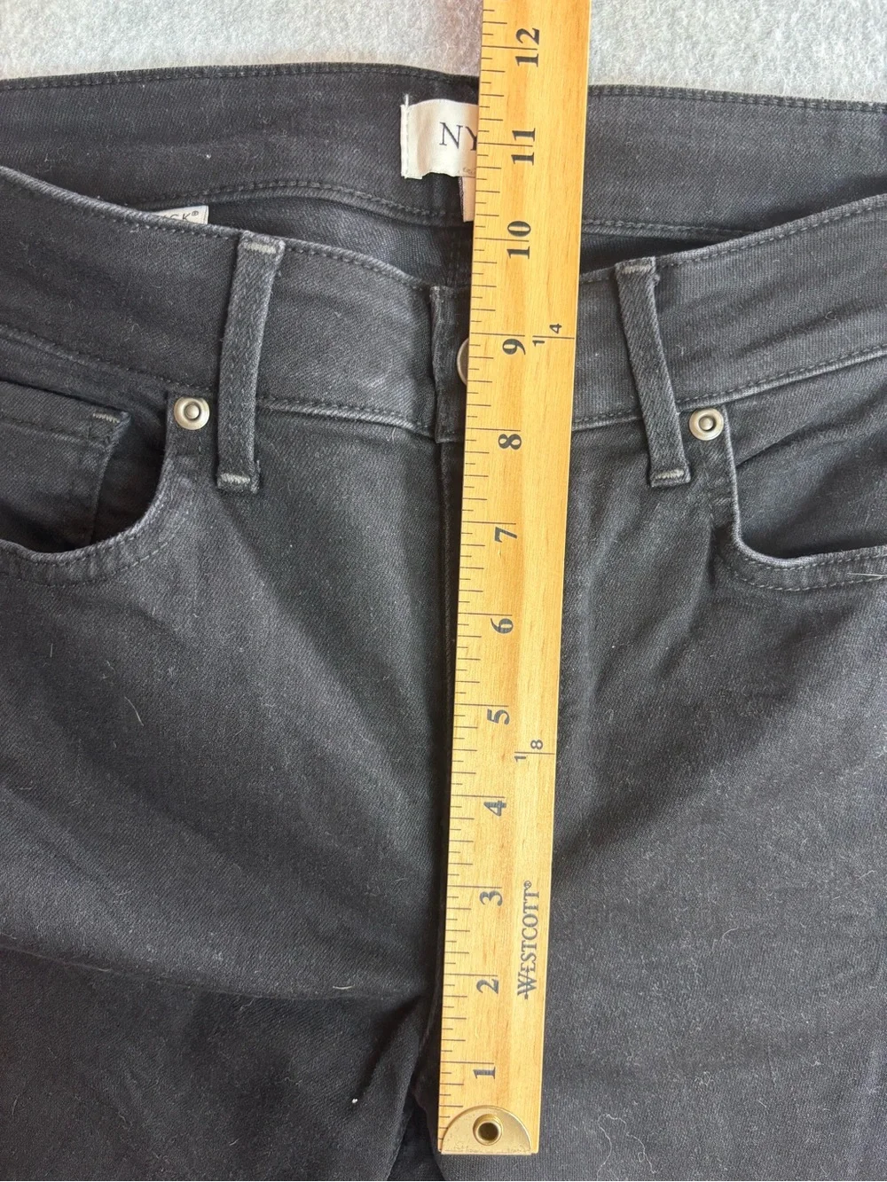 NYDJ Tummy Control Straight Leg Stretch Denim Black Size 4 Style MBDMMS2829